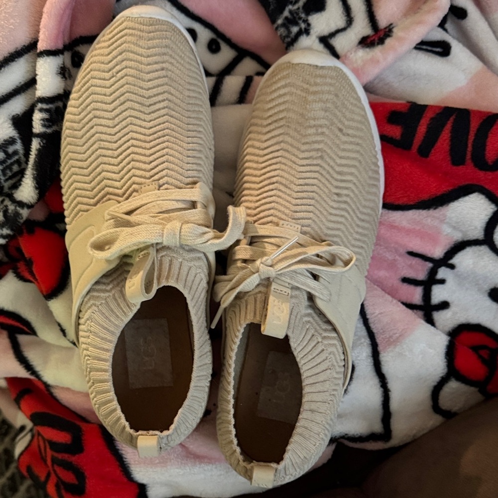 Beige Knit UGG Sneakers